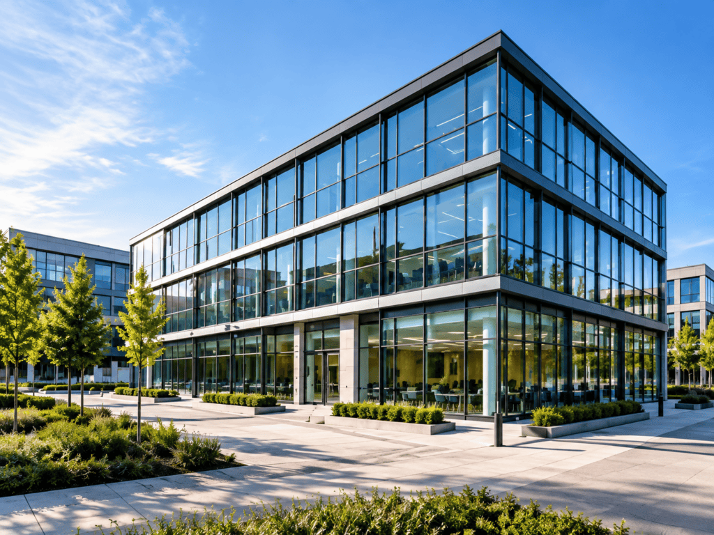 Modern glass-fronted commercial office building