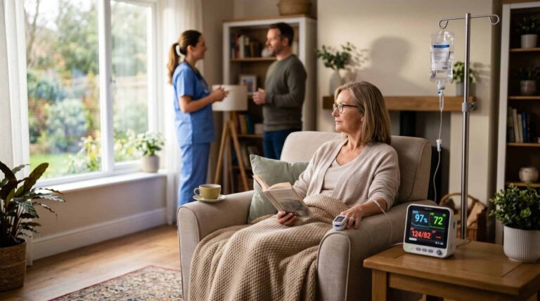 Care home staff supporting a resident